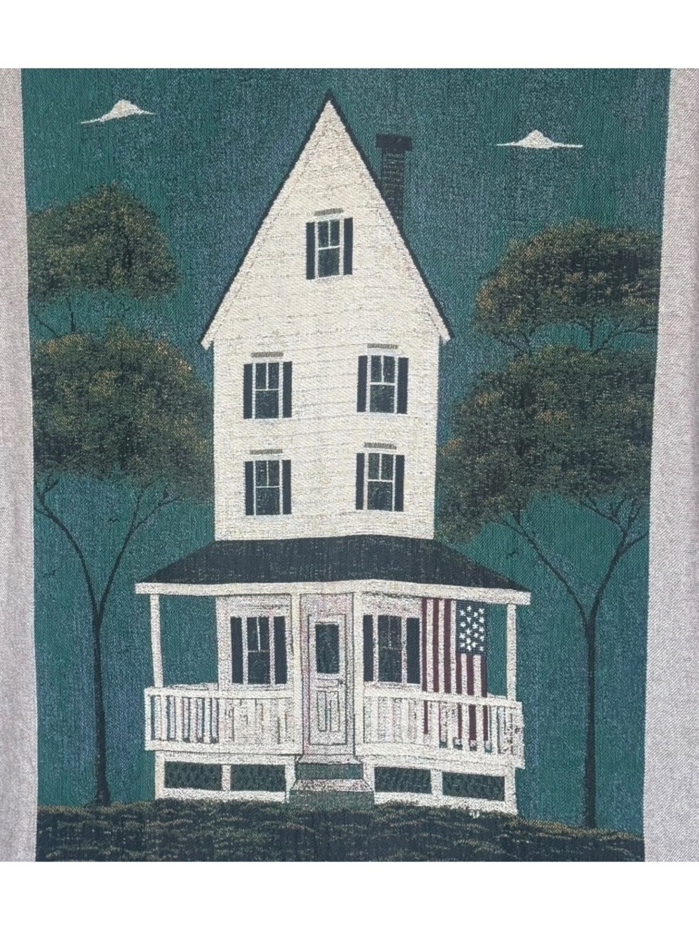 Warren Kimble Front Porch Tapestry Throw Blanket Cottage core Americana Folk Art